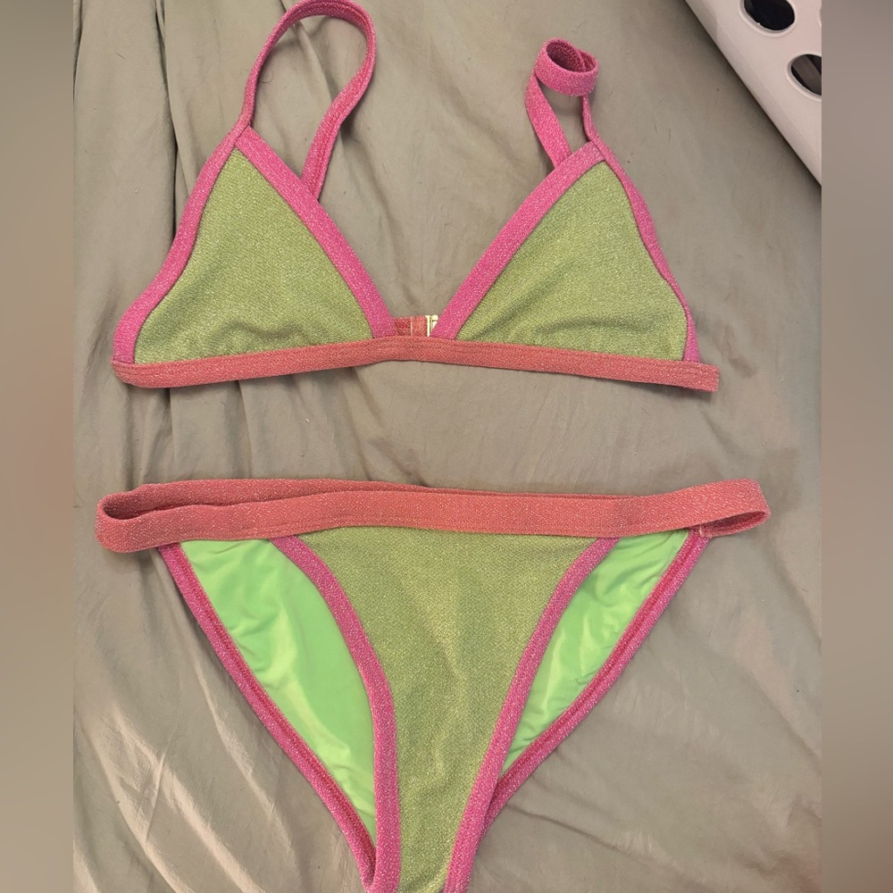 Beach Riot Green and Pink Bikini Set